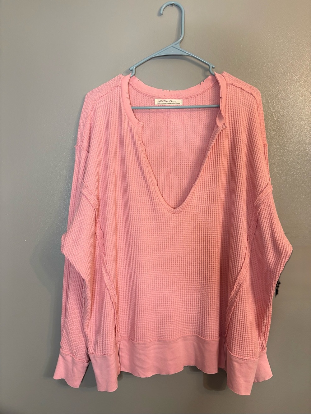 We the free free people thermal waffle knit top pink size XS oversized